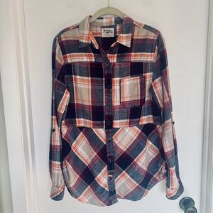 HOLDING HORSES Plaid Button Down Shirt, Flannel, Western Style, Size S